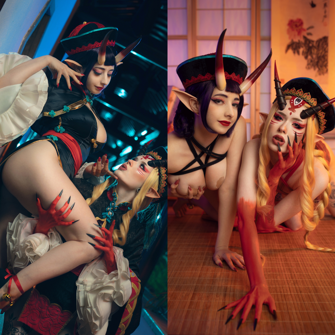 Shuten x Ibaraki Zombie Cosplay Collab (ft. Valeria Cosaria and Mikomi Hokina )  - Cosplay and Erocosplay