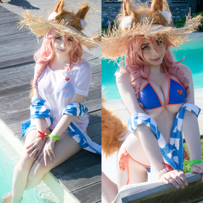 Tamamo Bikini Shirt Cosplay and Erocosplay by Mikomi Hokina